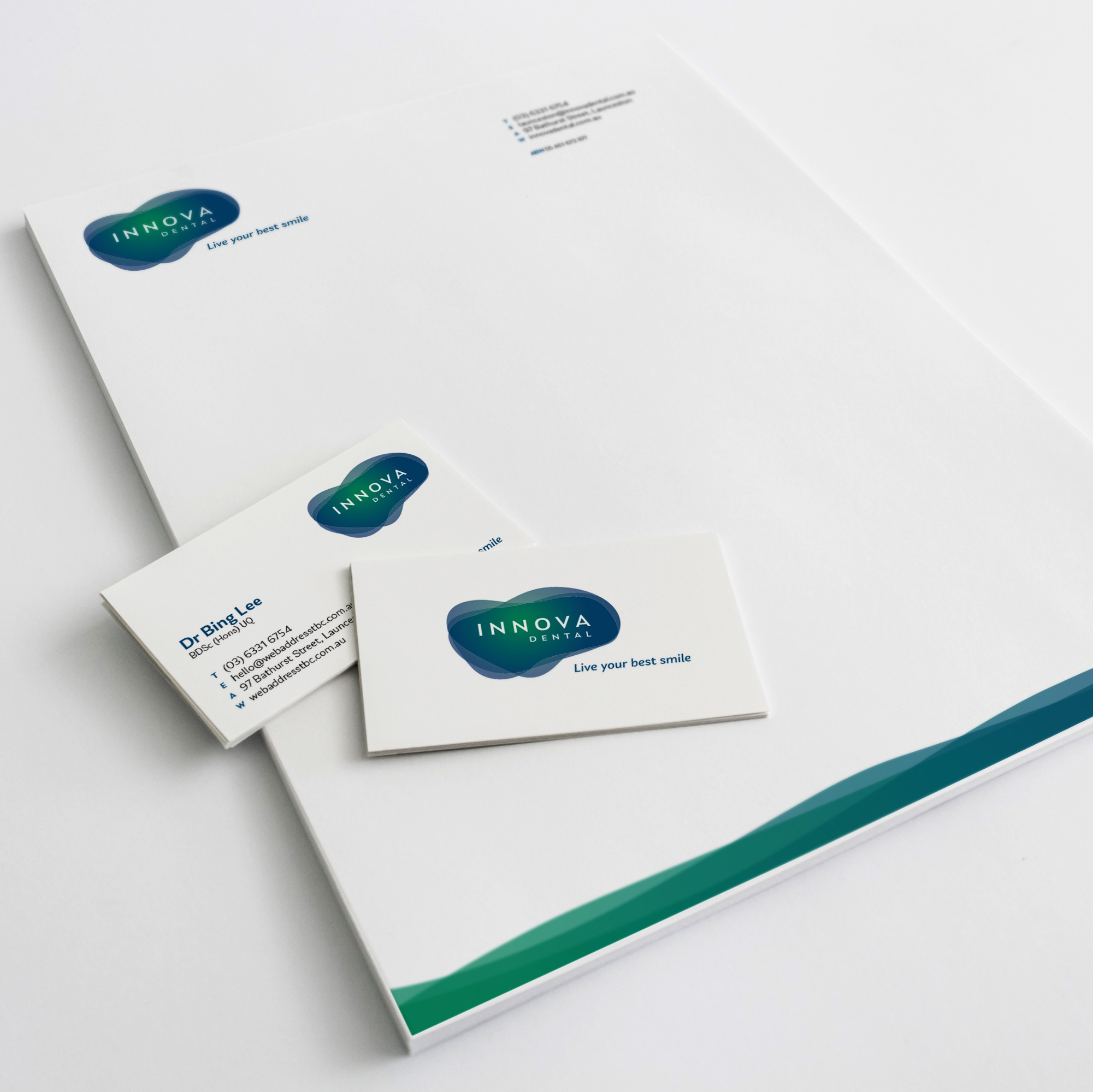 Innova Letterhead and Cards Mockup 2000
