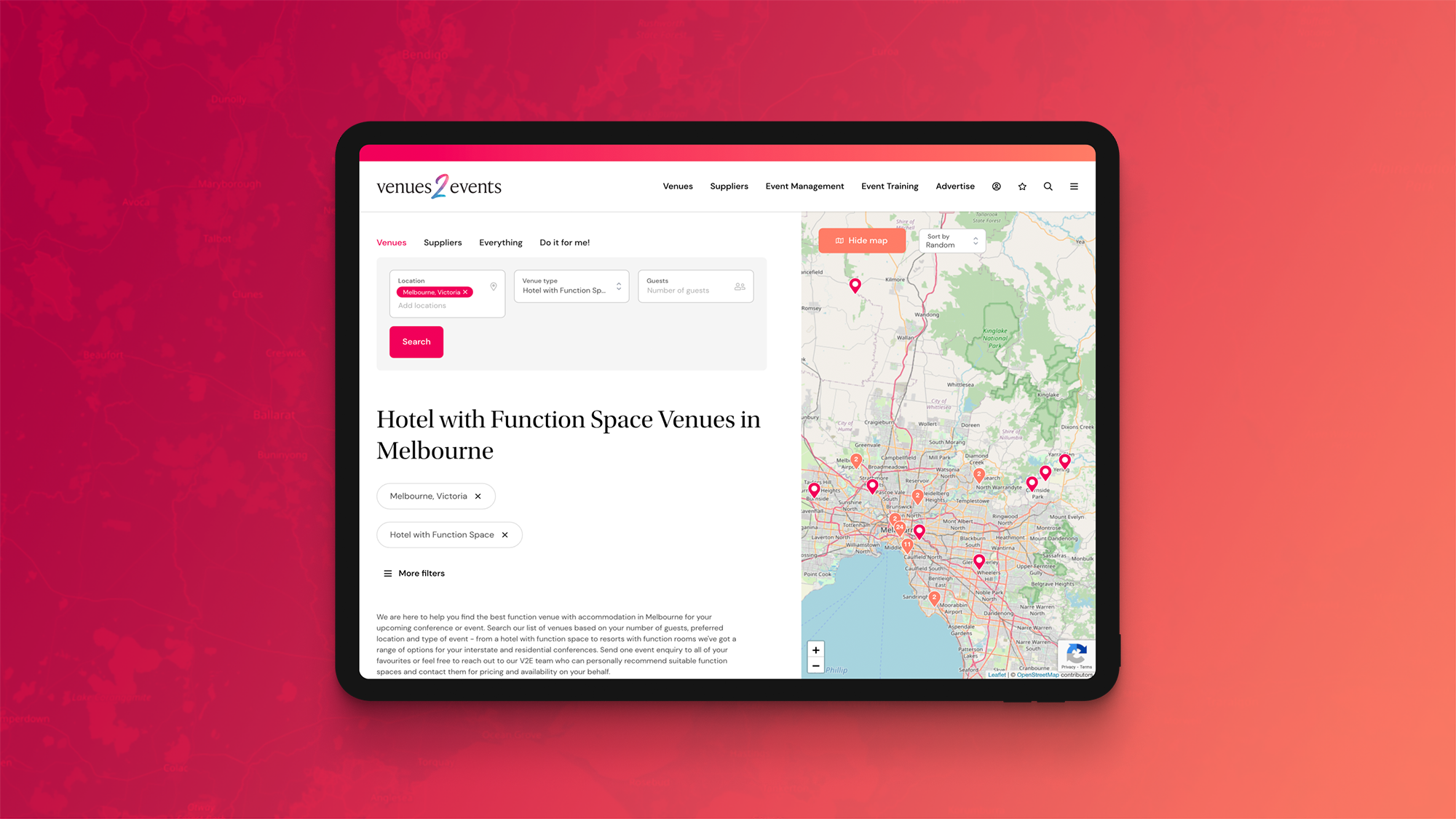 Venues 2 Events Venues Search Page i Pad Mockup 2000 RGB 300dpi